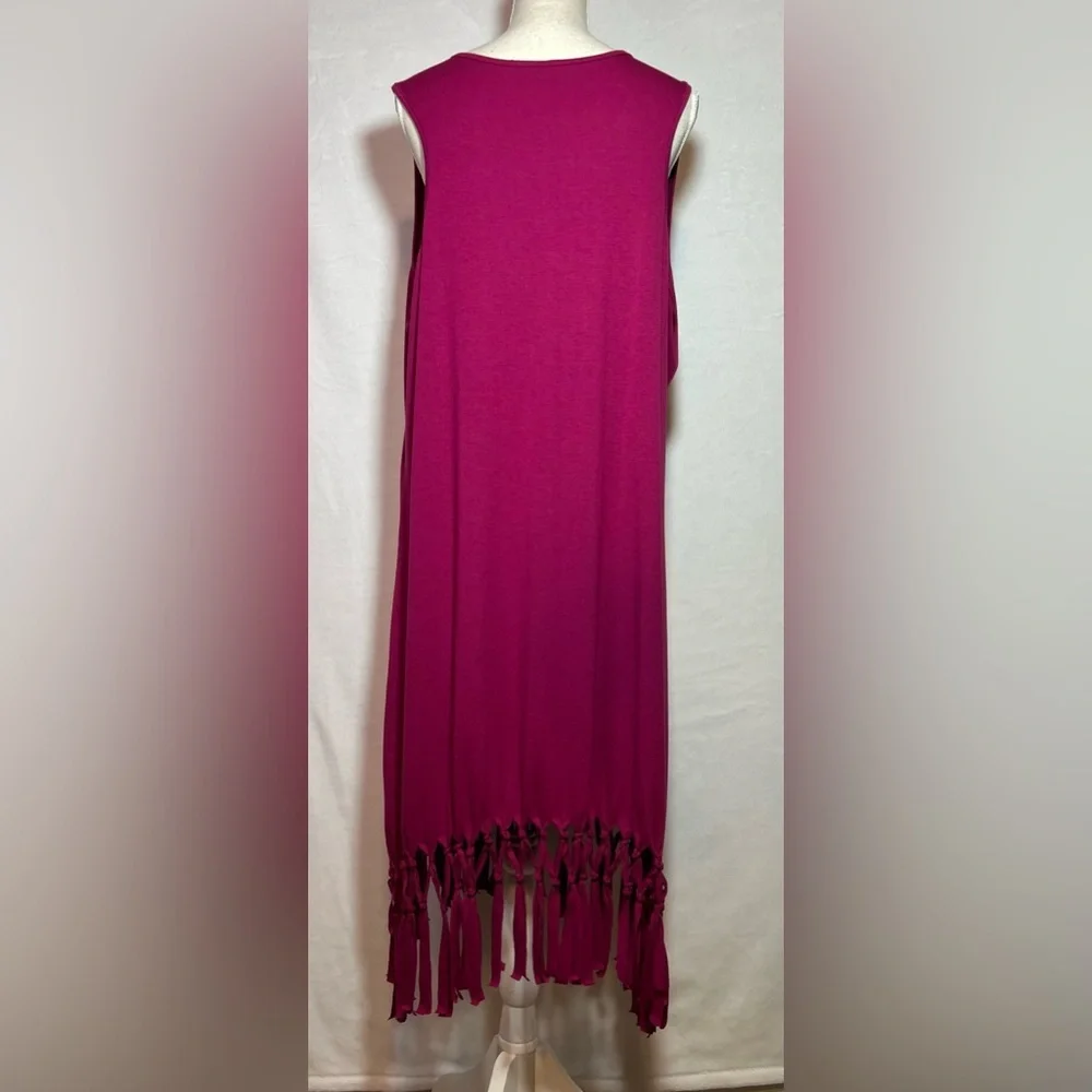 Pinziko NWOT Swimsuit Coverup Women’s Size 3XL Pink Fringe Hem - Picture 4 of 8